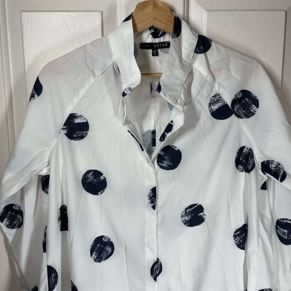 Kozan White Polka Dot Shirt Sz S - Picture 8 of 12